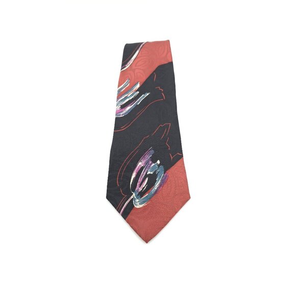 Vintage Studio 54 By RICO Necktie Men's Abstract Design Red & Black 100% Silk Ma - Picture 6 of 7